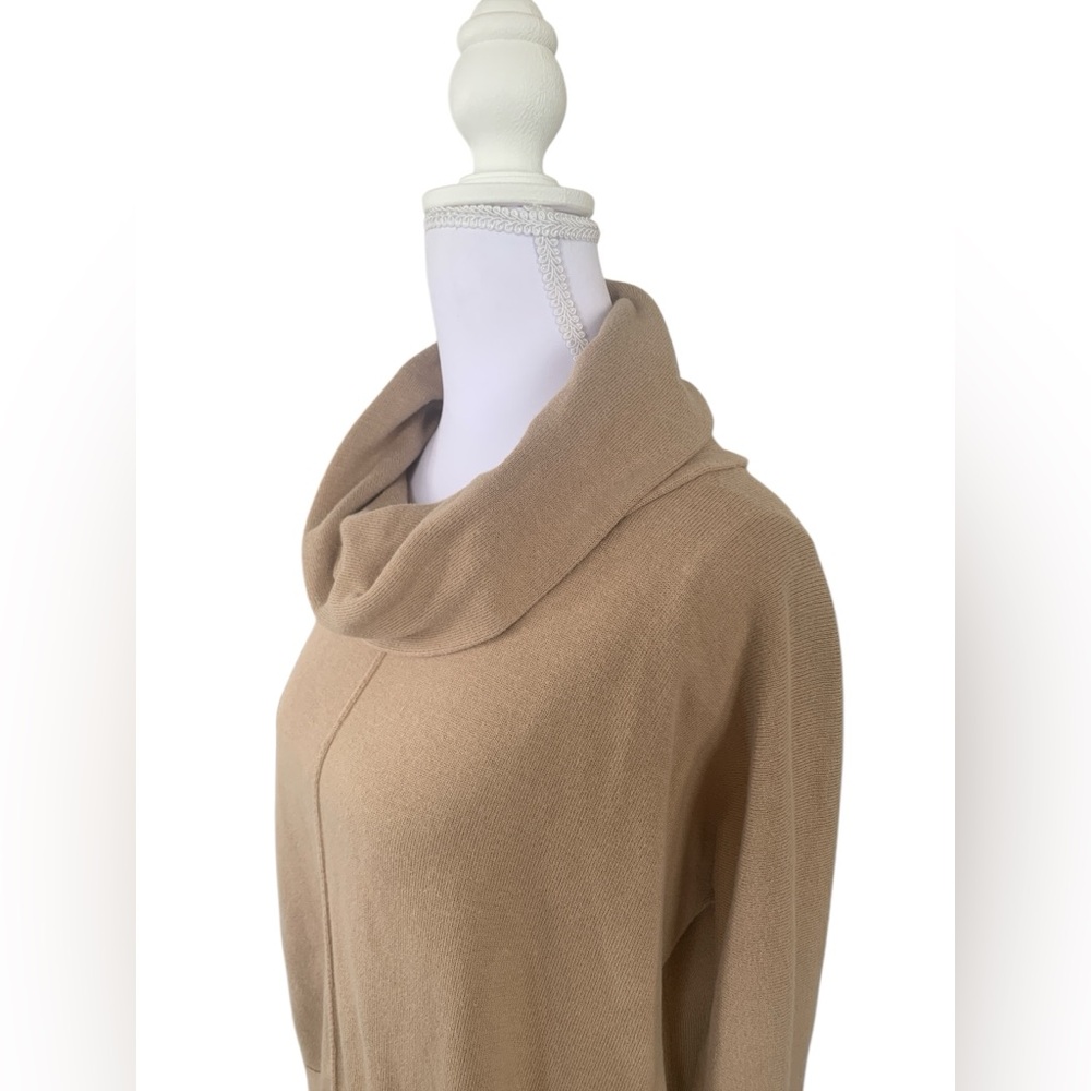 Women's Tan Cowl Neck Knit Sweater Small/ Medium - Picture 2 of 6